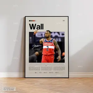 John Wall Poster, Washington Wizards Wall Art, Framed NBA Print Decor, NBA Poster, Basketball Poster, NBA Basketball