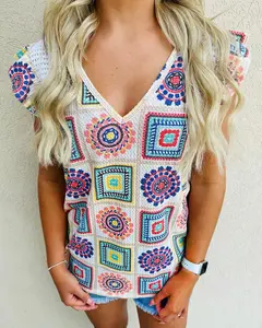 Sasha Crochet Print Top