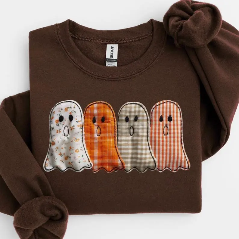 [T-Shirt or Sweatshirt] Halloween Ghost Gildan , Cute Spooky Season Ghost Sweatshirt or Shirt, Vintage Halloween Graphic Tee, Cozy Fall Outfit, Halloween Gift