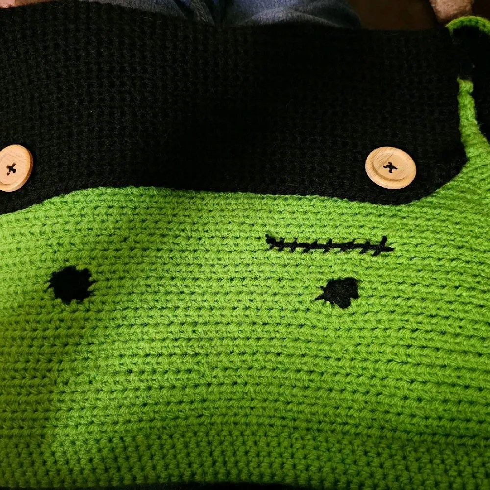 Crocheted Frankenstein Book Bag