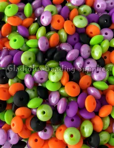 12mm Halloween Lentil silicone beads - Halloween mixed colors