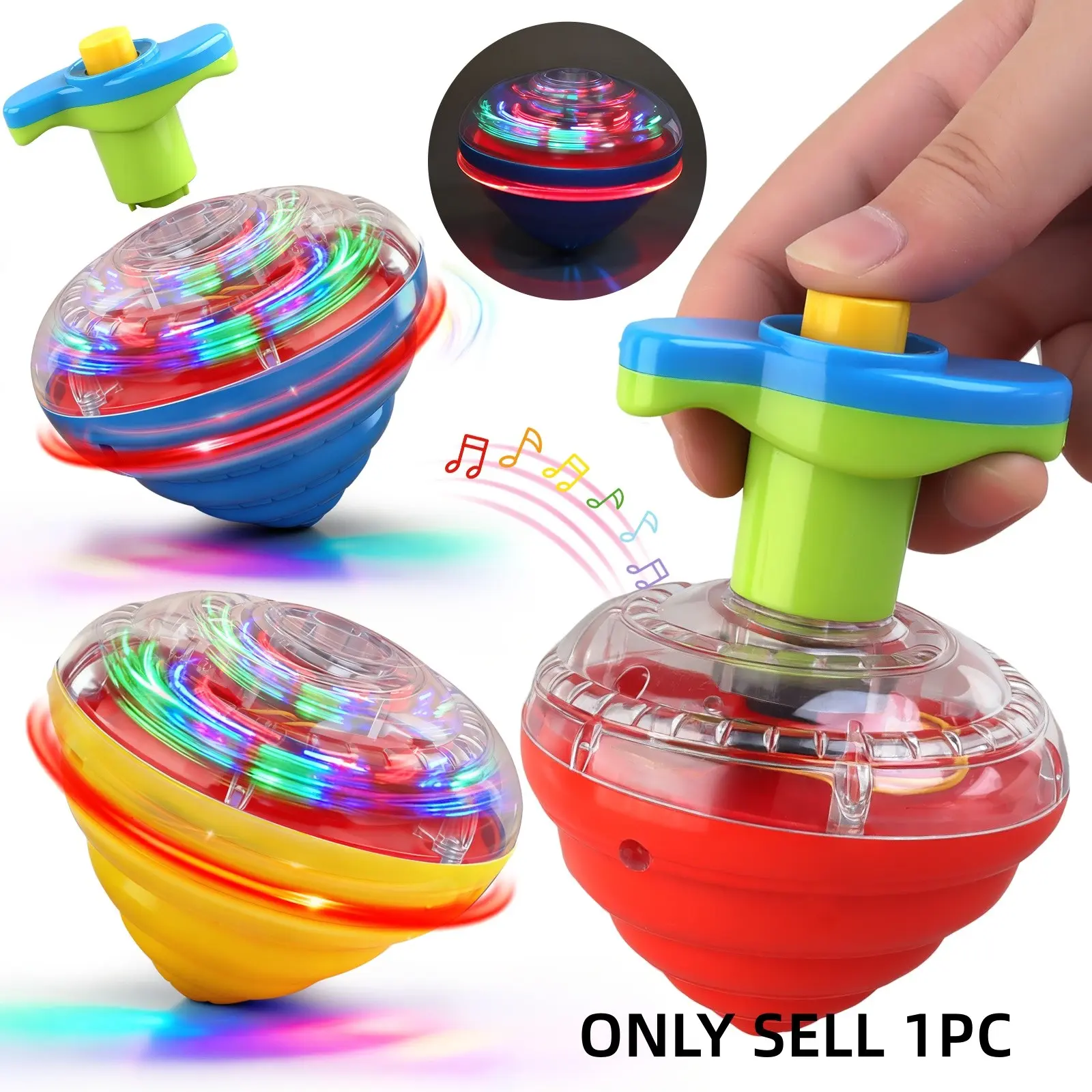 1pcs Glowing Rotating Toy, Handheld 3-Color Spinning Top Gyro Toy
