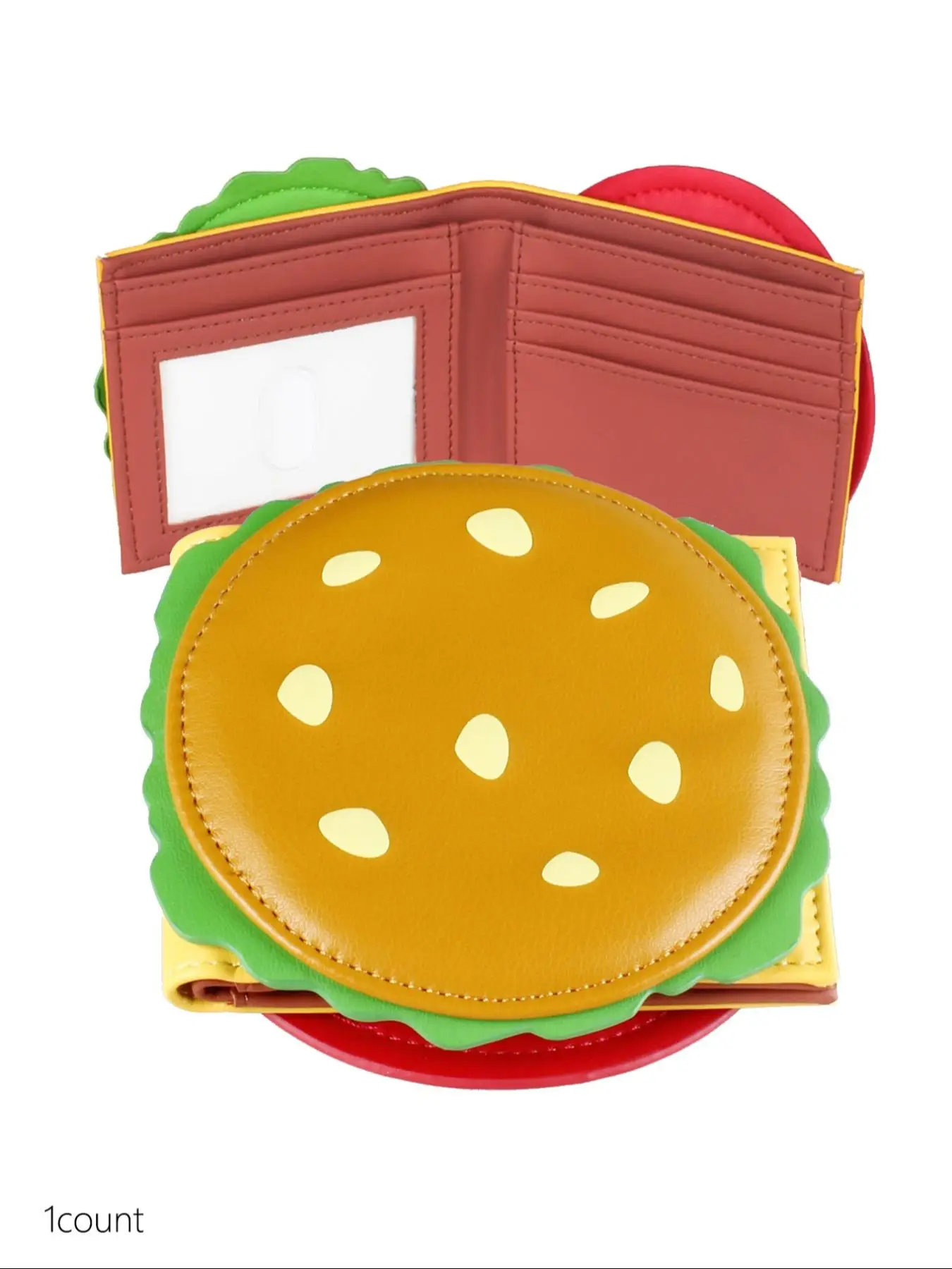 Cute Burger Shaped Design Wallet, Fashionable Letter Design Short Wallet for Women, Casual Trendy Versatile High-quality Daily Wallet