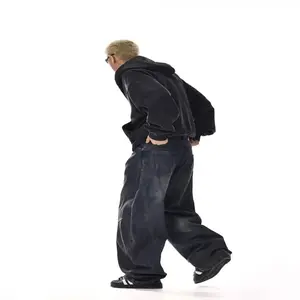 Kyn Apparel Y2K Men's Baggy Jeans Unisex Trendy Casual Wide-Leg Denim Pants High Street Quality American Style Streetwear Oversize Trousers