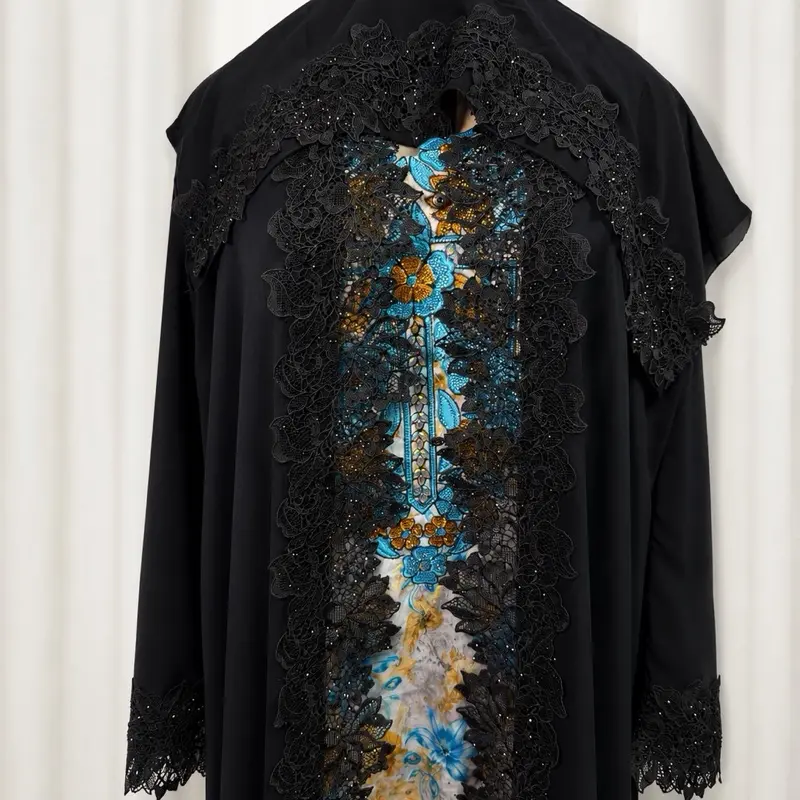 Black lace abaya with match scarf lace Black lace abaya with match scarf lace