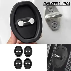 4 Piece Car Door Lock Silicone Covers, Silent Vehicle Pad Stable External Accessories, Noise Reduction Protection Silicone Guard
