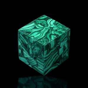 Genuine Malachite Cube – Polished Mineral Home Décor Desk Accent