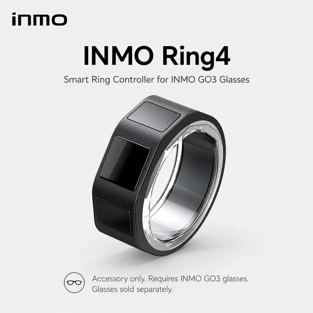 INMO Ring4 Smart Ring Controller for INMO GO3 Smart Glasses, Touch Panel & GO Button, Accessory Only, Requires INMO GO3 Glasses, Not a Standalone Product