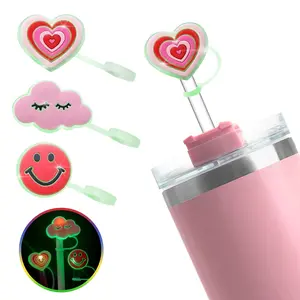 3 Piece Glow In The Dark LED Straw Toppers For Stanley 30 & 40oz Tumblers and all 10MM Straws Drinkware Silicone Cover