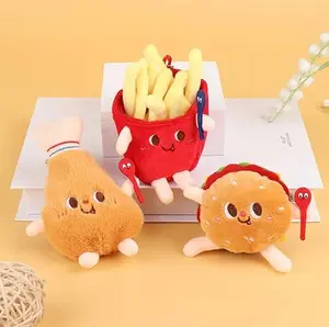 Adorable Avocado and Fast Food Plush Keychain Collection, Fried Chicken Hamburger French Fries Foodie Gift Ideas