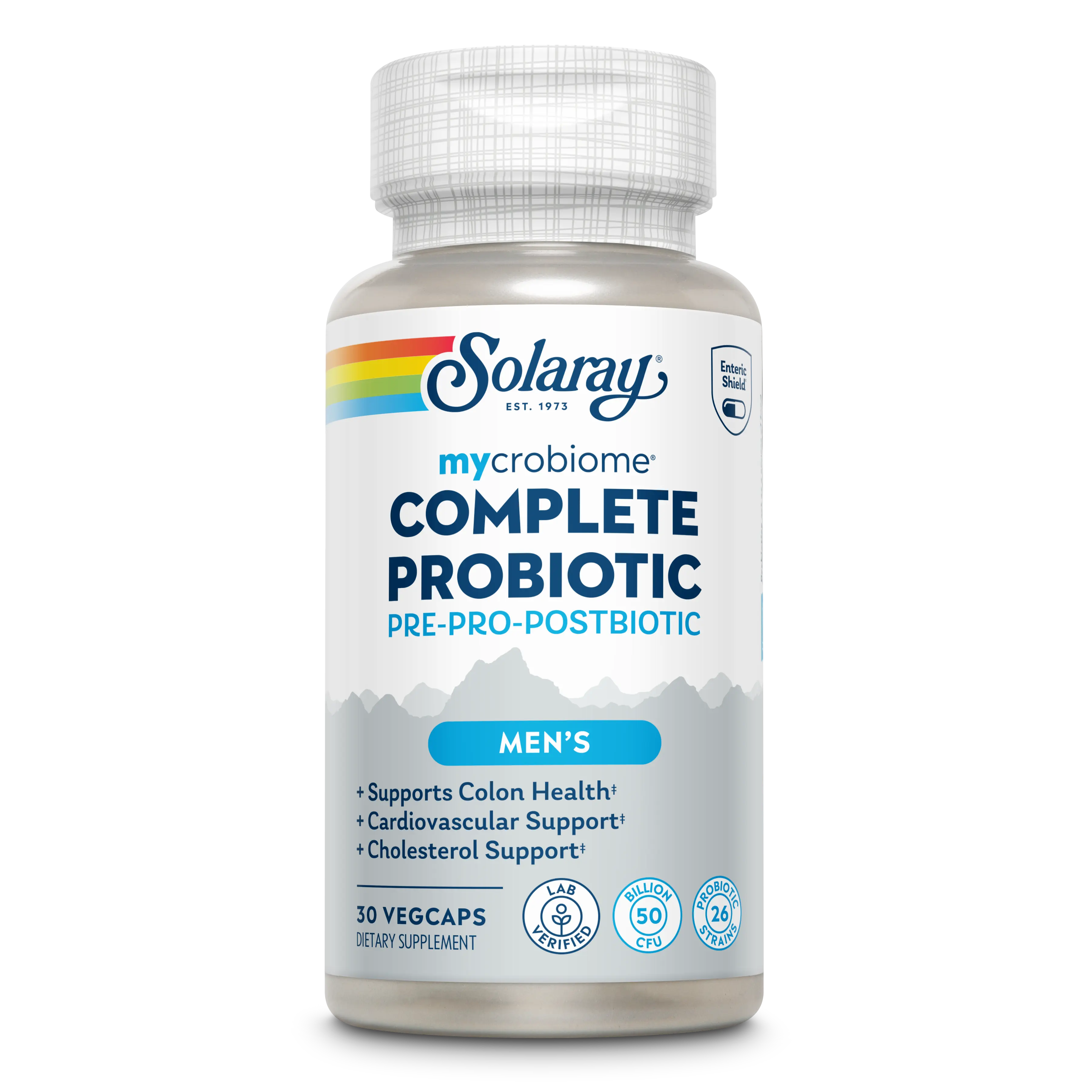 Solaray Men's Mycrobiome Complete Probiotic 50 Billion CFU 26 Strains Digestive Wellness Bundle Edible Supplement