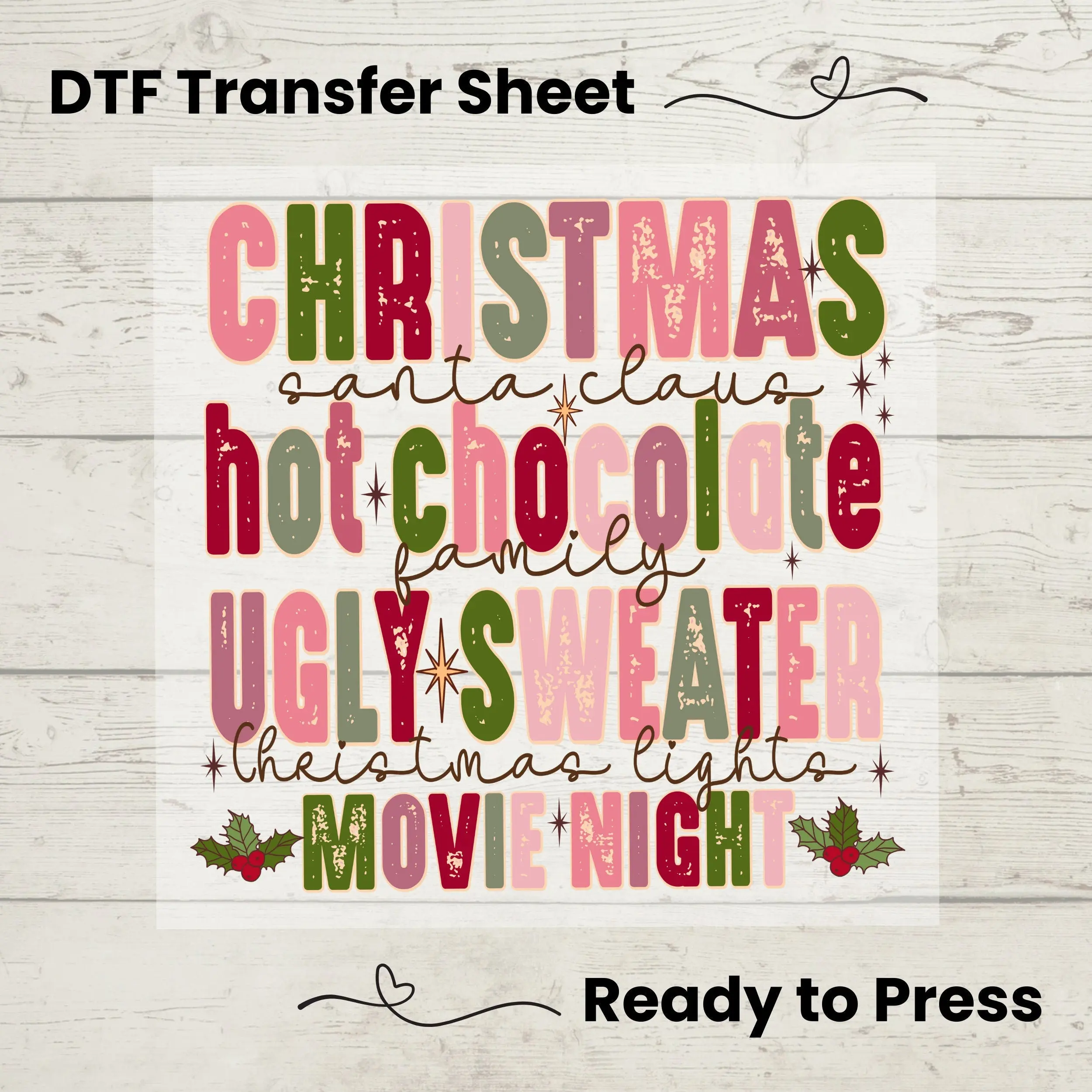Christmas Hot Chocolate Quote Retro DTF, Dtf Transfer Sheet, Ready to Press, Custom Dtf, DIY Heat Transfer, Christmas Gift, Holiday Sweater