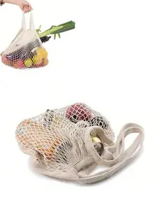Reusable Fruit & Vegetable Bag, Washable Cotton Mesh Grocery Bag, Mesh Bags for Fruit Storage, Shopping Bag for Home Kitchen