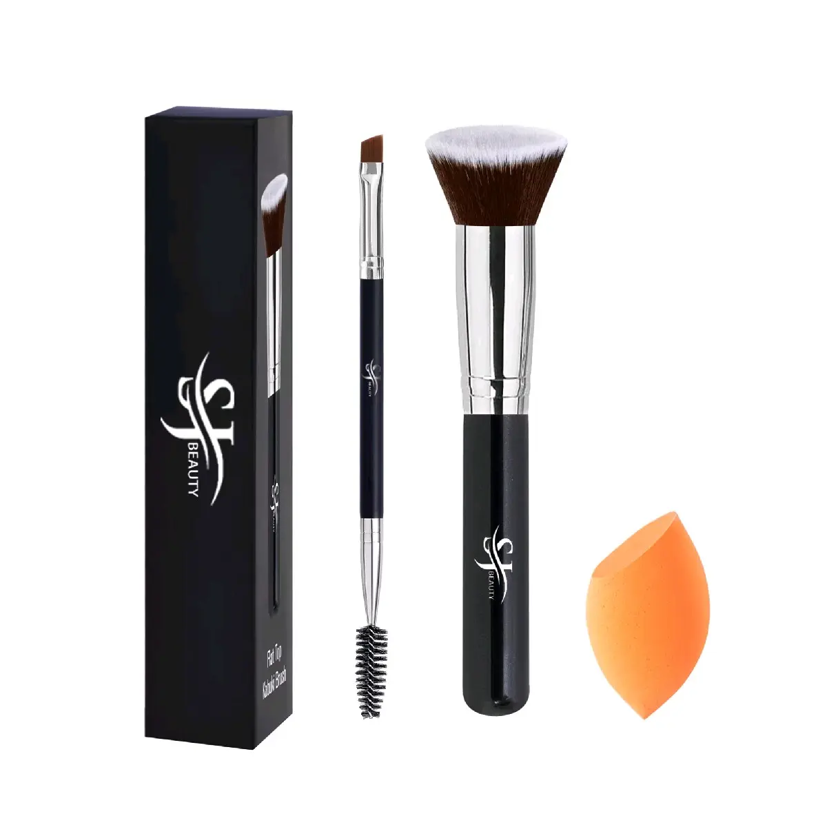 Foundation Brush Flat Top Kabuki Brush Synthetic Professional Makeup Brush Liquid Blending Mineral Powder Buffing Stippling Black cosmetic