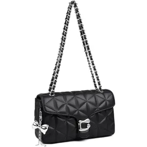 Quilted Crossbody Bags for Women - Small Leather Cross Body Shoulder Handbags Satchel Designer Evening Chain Purses