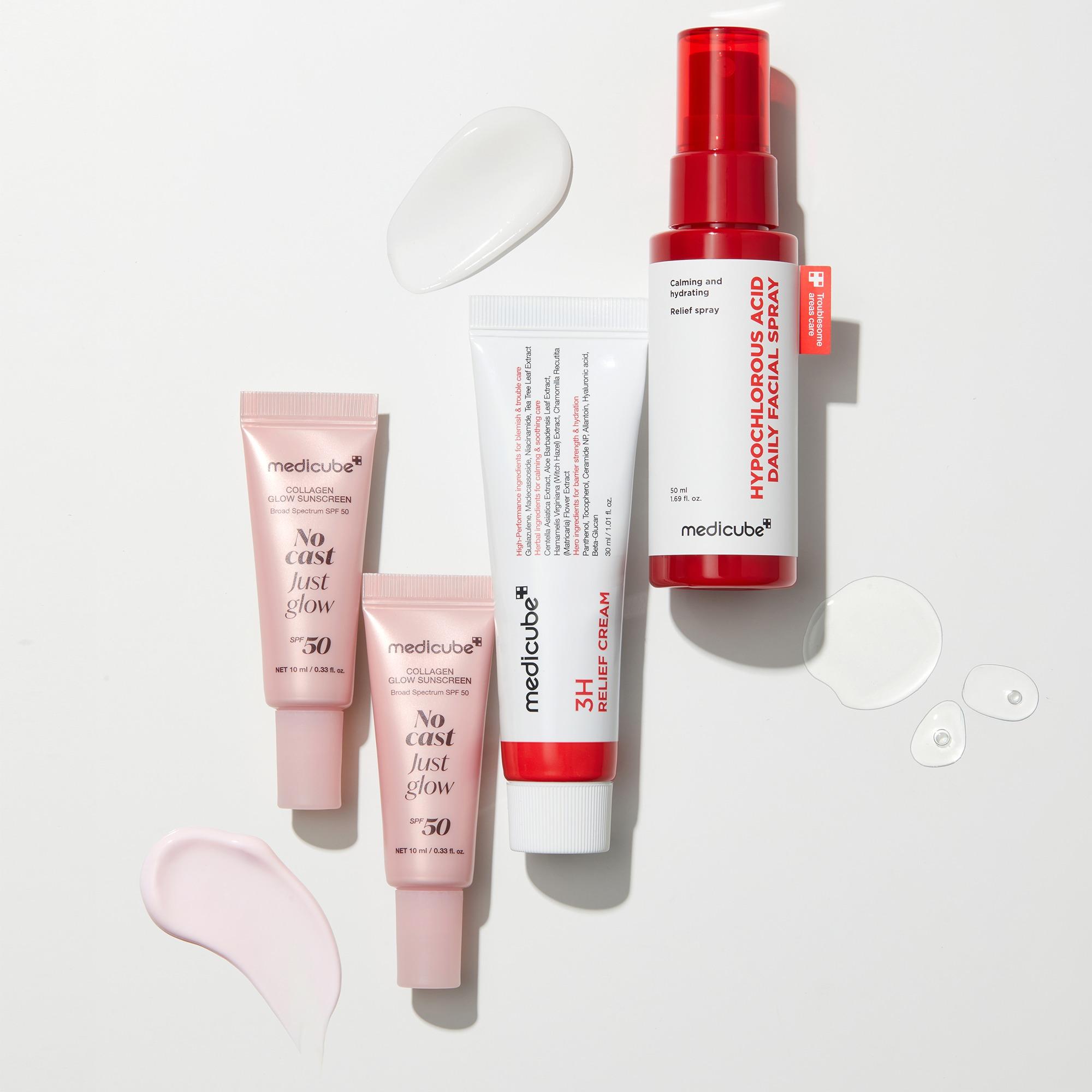 [NEW] [medicube] Summer-Ready Skincare Travel Kit | Quick Cooling & Soothing Essential | HOCl Spray, Relief Cream & SPF 50 Sunscreen for Irritated Skin | Travel Size, Korean Skincare Gift Set