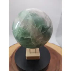 Natural Green Fluorite Crystal Sphere - 5.43 lbs, Madagascar, Energy-Enhancing, Apatite-Infused, for Crystal Collectors & Enthusiasts | CrystalCloud Company