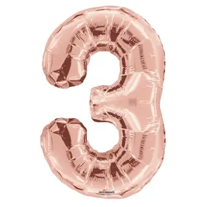 Number 3 Rose Gold Foil Balloon 34" 15643-34
