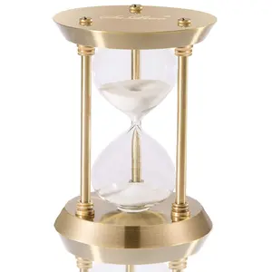Vintage Hourglass Timer Sand Clock 5 Minutes & Metal Sand Watch 5 Min, Brass Hour Glass Sandglass for Home Desk Office Decoration