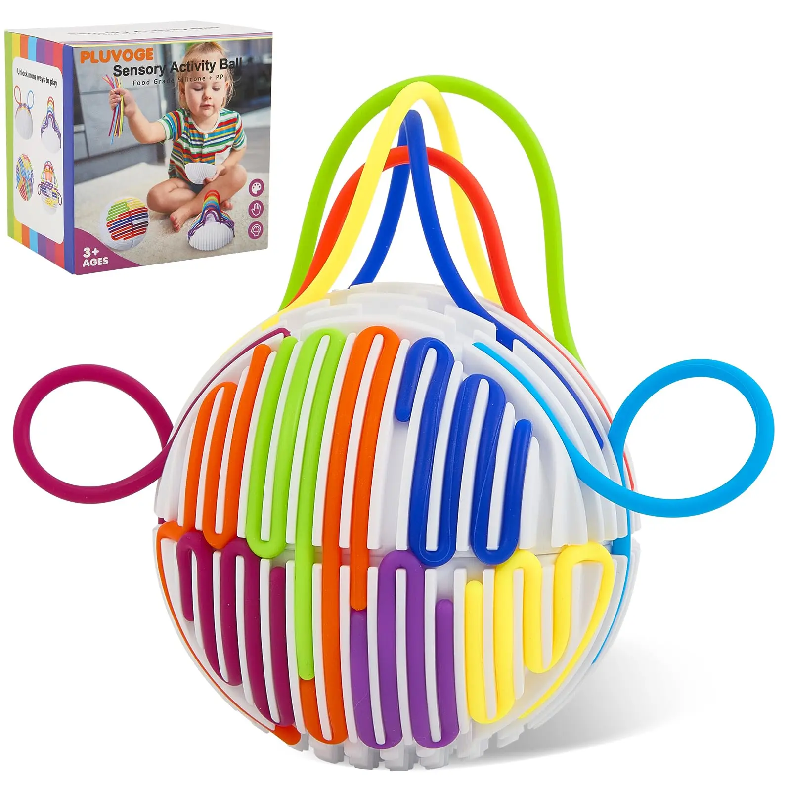 Sensory Activity Ball Sensory Fidget Toys for Kids & Adults - 16 Strings Sensory Activity Ball with 3D Textured Board ADHD Autism Anxiety Relief Stress Toys Classroom Travel Quiet Toys