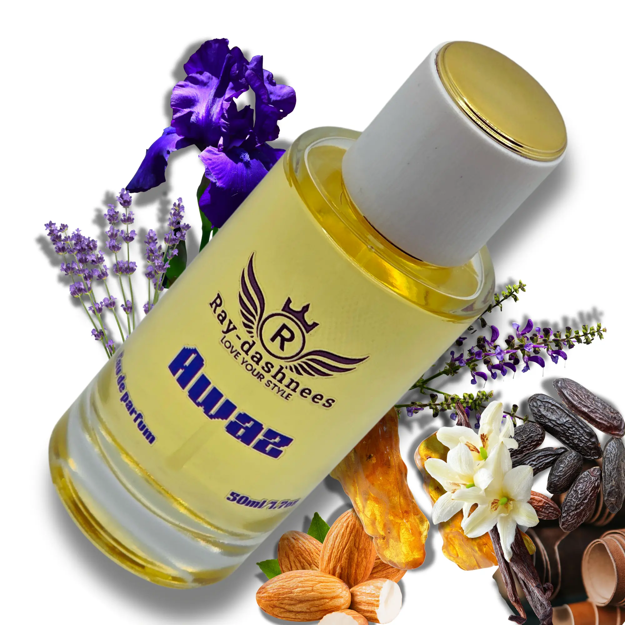Ray-dashnees Awaz Eau de Parfum Unisex, Warm Spicy Leather Vanilla Fragrance with Lavender, Almond and Tonka Bean, Long Lasting Perfume Spray, 1.7 oz 50 ml