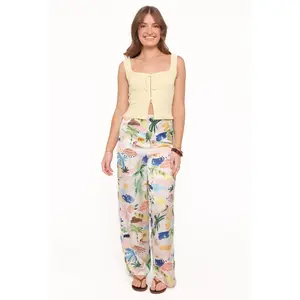 Alba Wide Leg Pant - Cream Resort Isle