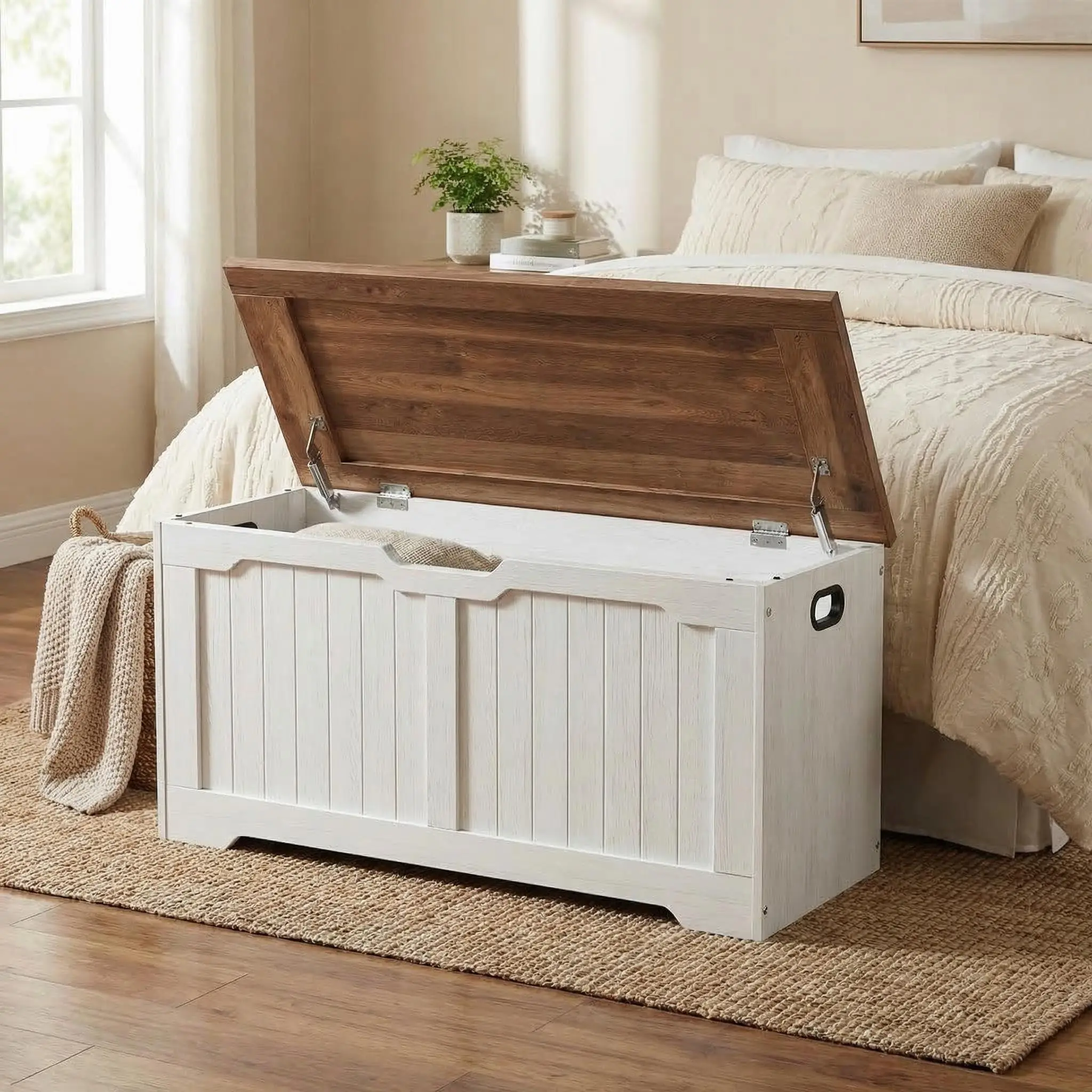 GAOMON Retro Wooden Storage Bench and Chest, 39.4" Lift-Top Trunk, Multifunctional Entryway Organizer and Toy Chest, Vintage Style Storage Solution for Entryway or Living Room