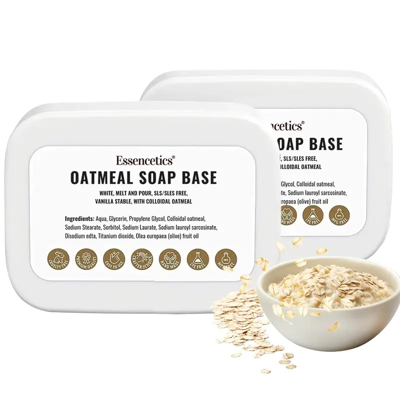Essencetics Oatmeal Soap Base Melt and Pour 5lb – SLS Free – Organic Melt and Pour Soap Base for Soaps Making - Made from Natural Glycerin