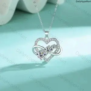 Infinity Interlocking Heart Necklace for Women Valentine Gift