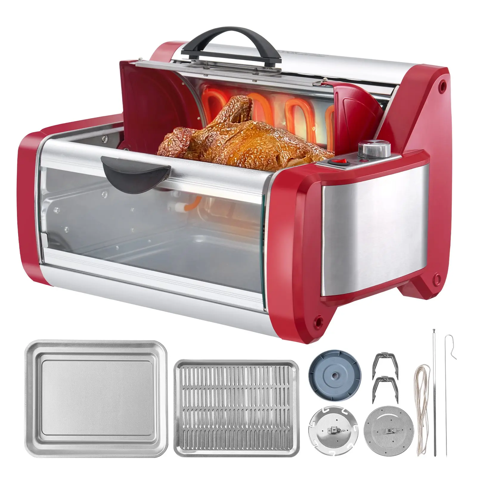 VEVOR Shawarma Grill Machine, Chicken Shawarma Cooker Machine Countertop, Electric Stainless Steel Broiler Gyro Rotisserie Oven Doner Kebab Machine, for Home Restaurant Kitchen Parties
