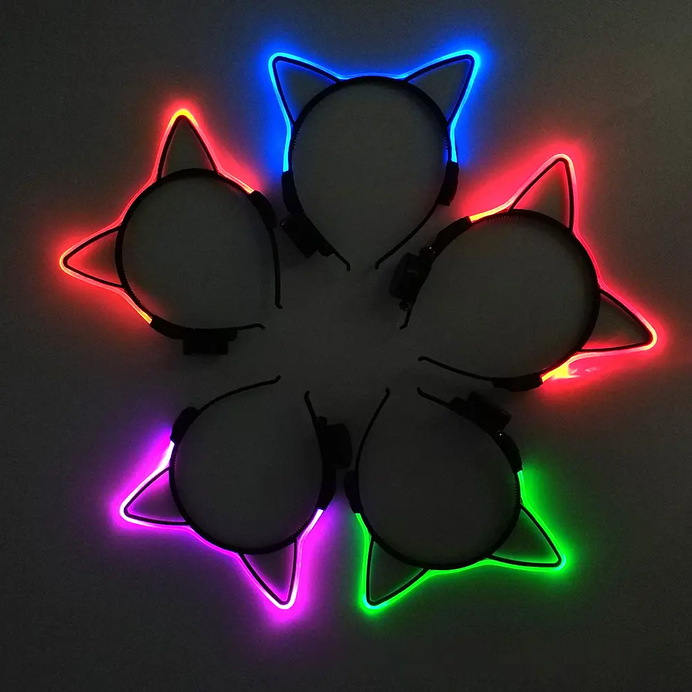 Luminous Cat Ears LED Hair Band Kawaii Accessories Cosplay Supplies Glowing Colorful Headband For Birthday Christmas