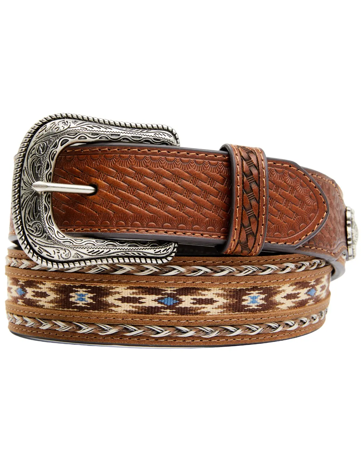 Cody James Men's Men'S Southwestern Concho Ribbon Inlay Belt - Cjasp22bt3