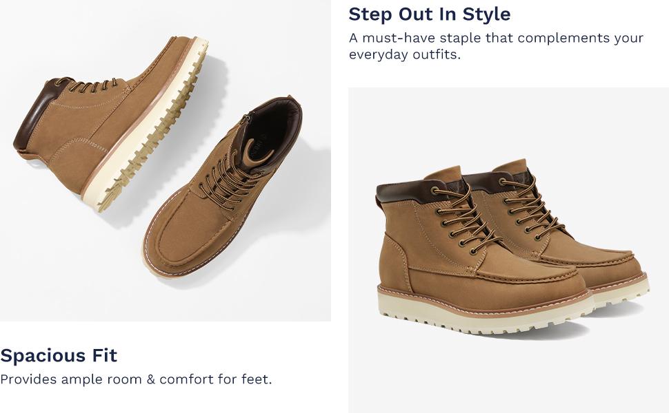 Bruno Marc Men's Moc Toe Leather Fashion Boots