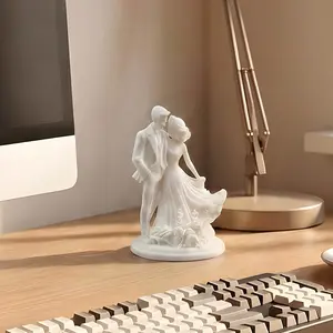 Romantic Couple Sculpture Decor, Resin Wedding Dress Statue, Home Decoration for Bedroom, Living Room, Valentine's Day Gift, Decorative Figurines