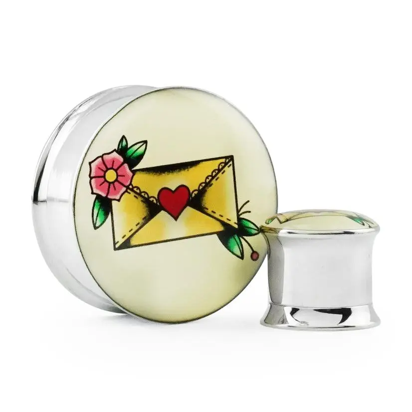 Love Letter Tattoo Steel Plugs