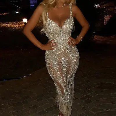 abyss deep cowl sequin maxi dress The dress that turns heads and keeps them there  Snatched fit, perfect  draping, and that slit? Say less. Available now Cyrelle dress #abyssbyabby