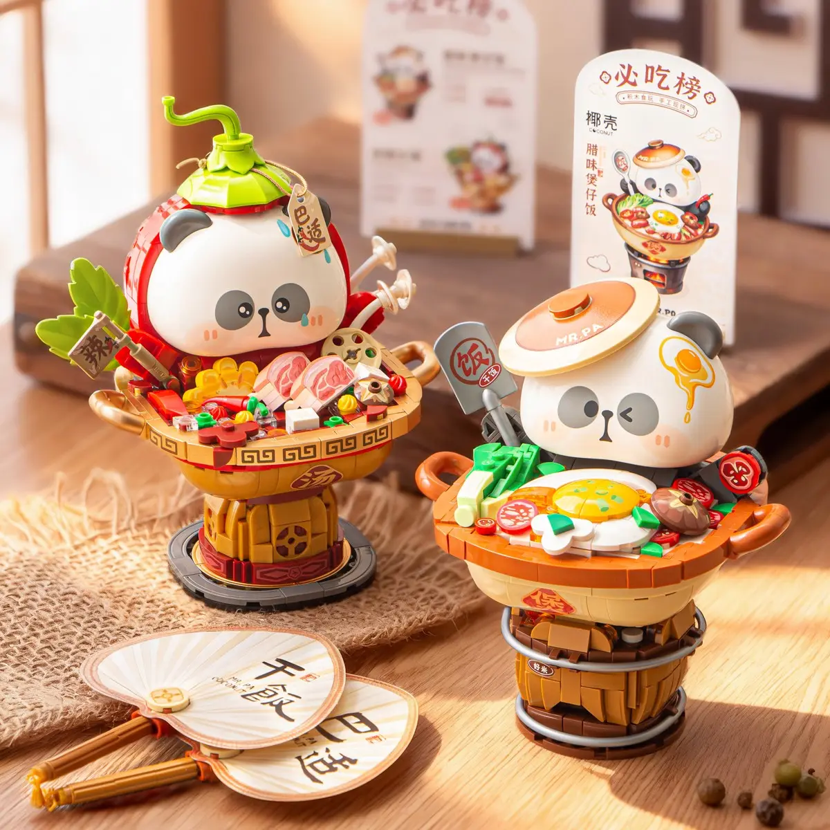 Mini Small Grain Building Block Toy, Educational Panda Hot Pot Decoration, Creative Assembly Model Building Kits, Unisex, Choking Hazard Warning, Panda Theme