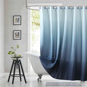 Polyester Ombre Blue Fabric Shower Curtain, Modern Decorative Bathroom Shower Curtain for Bathroom Decor, 72" W x 72" H