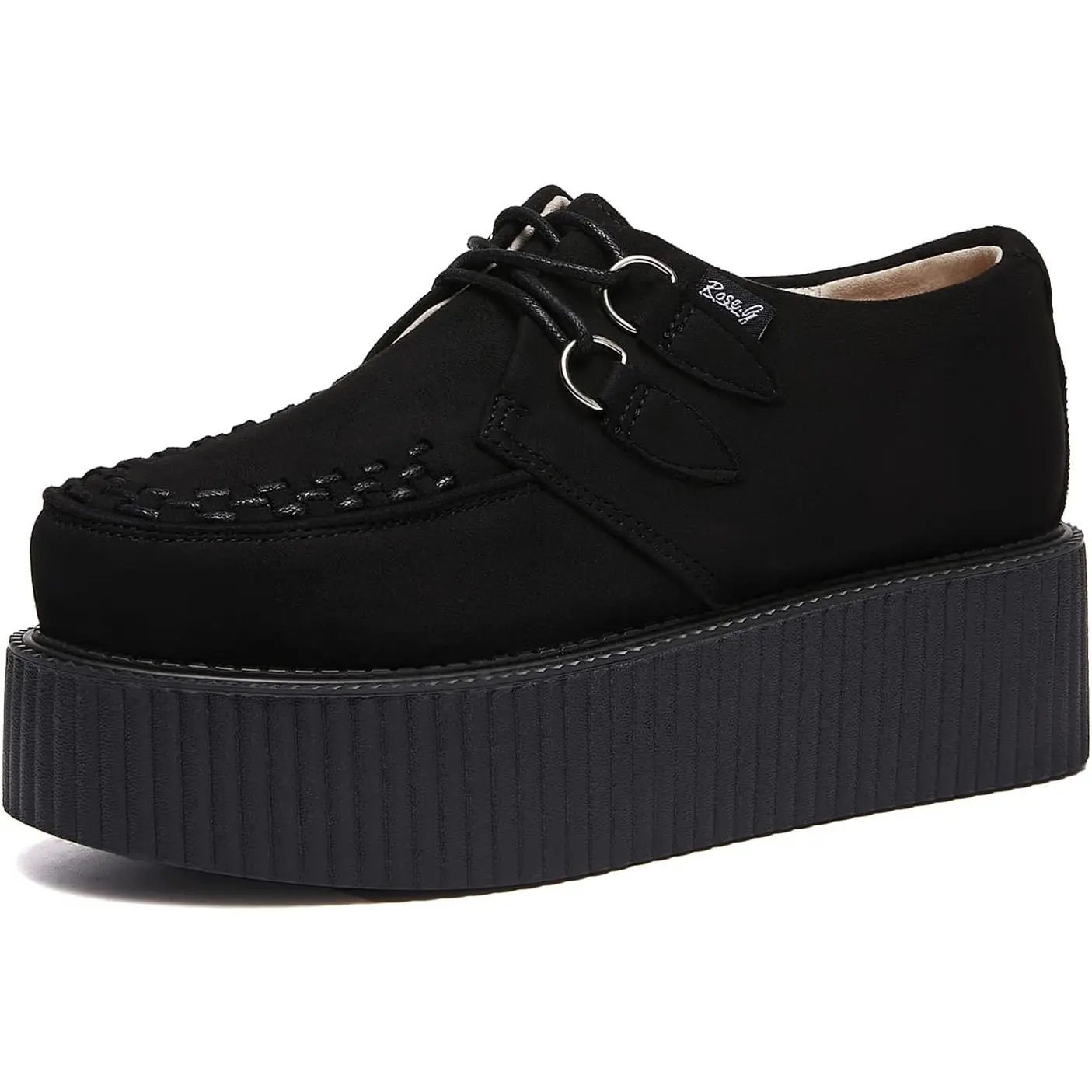 Roseg Women'S Handmade Suede Lace up Flat Platform Creepers Shoe RoseG