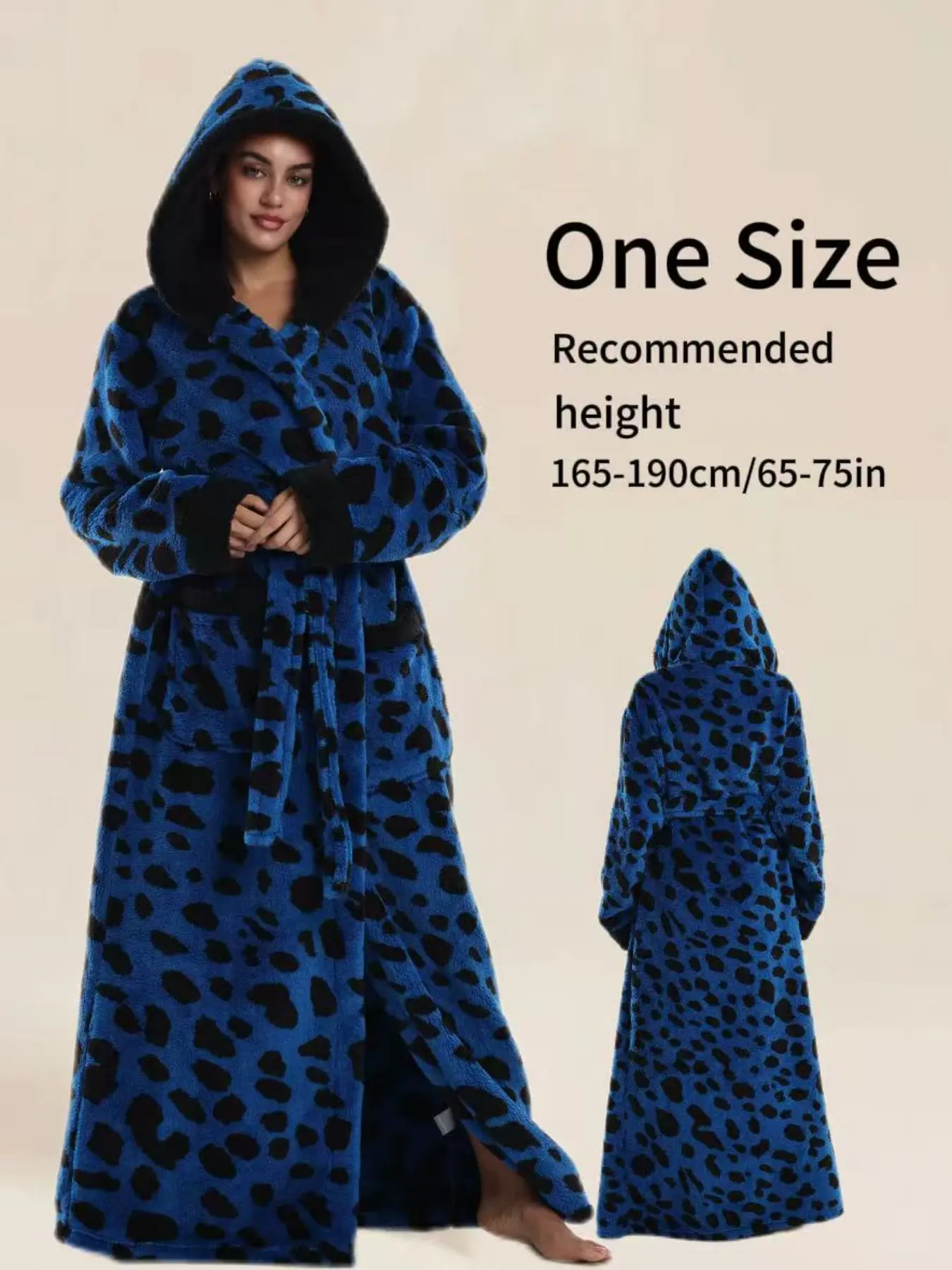 Leopard Print Robe for Men and Women, High-Quality Soft Cotton Velvet, Comfortable Home Wear, Elegant and Soft, Extra Long Style