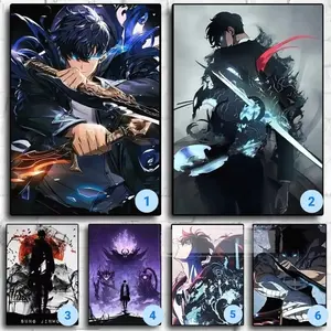 Unframed Solo Leveling Sung Jinwoo Canvas Poster | Epic Dark Fantasy Anime Wall Art Print for Gaming Room & Bedroom Decor