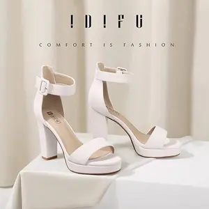 IDIFU Women's IN4 Sabrina Platform Chunky High Heels Ankle Strap Heeled Sandals Wedding Party Dress Shoes Walking Shoes Footwear