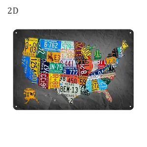 Funny Metal Aluminum Sign Vintage USA Map License Plate Sign Garage Decor 8x12 Inches Multicolor Retro Humorous Wall Art