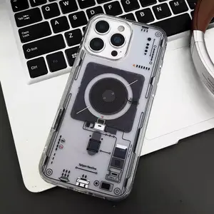 Fake hard drive printed transparent phone case, compatible with iPhones, made of TPU material, shockproof and drop resistant.