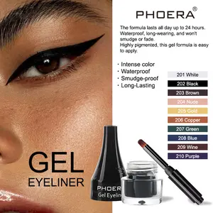 Gel Eyeliner Pot,Matte Cream Eyeliner Makeup,Smooth Highly Pigmented Long Lasting Gel Eyeliner with Brush,Eye Liner Gel Pot for Women