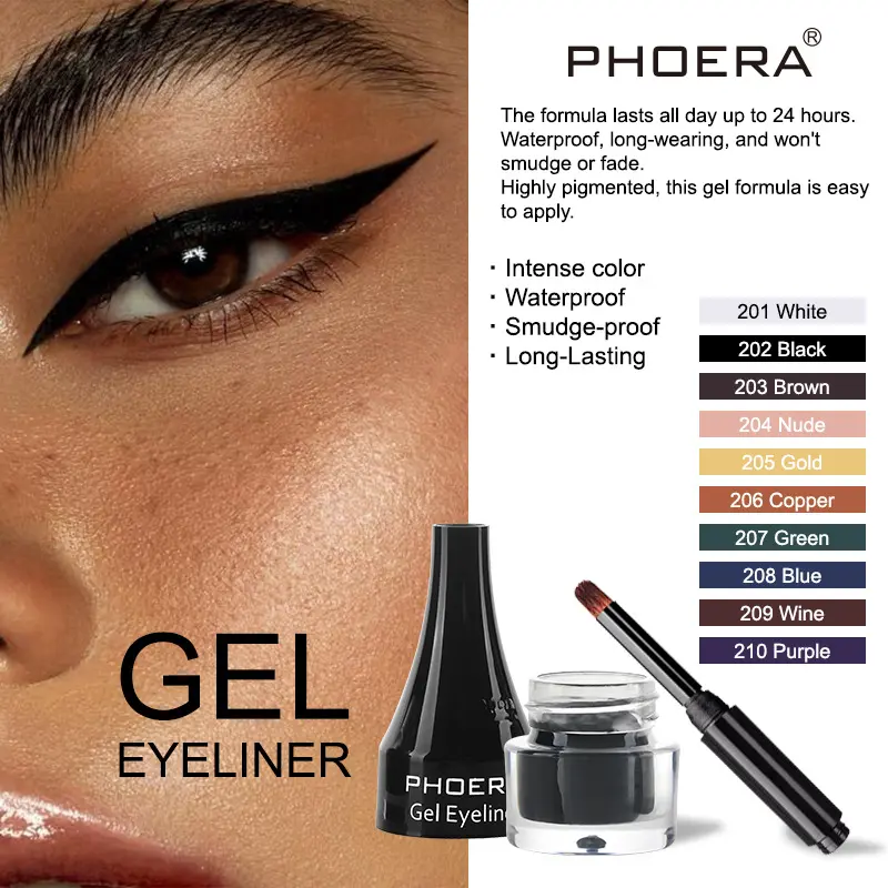 Gel Eyeliner Pot,Matte Cream Eyeliner Makeup,Smooth Highly Pigmented Long Lasting Gel Eyeliner with Brush,Eye Liner Gel Pot for Women