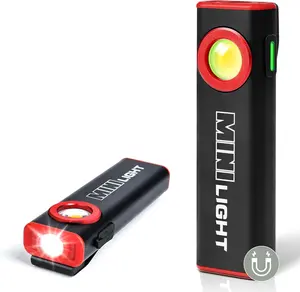 High-Power Standard Torches, 1200 Lumens Mini Magnetic Flat EDC Flashlight with Clip, 1200mAh Rechargeable Ultra-Light Waterproof Pocket Light for Working, Camping
