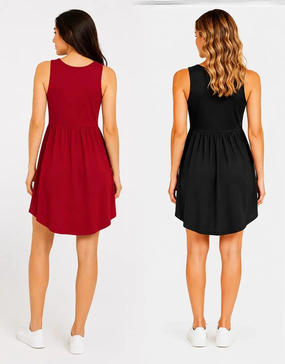 Women's 3KB Soft Rayon-Spandex Blend Fit Swing Tunic Dress - Comfy Basic Casual Wear, A-Line Flowy Mini Dress with Pockets, Sleeveless or Long Sleeve Minimalist Summer Womenswear