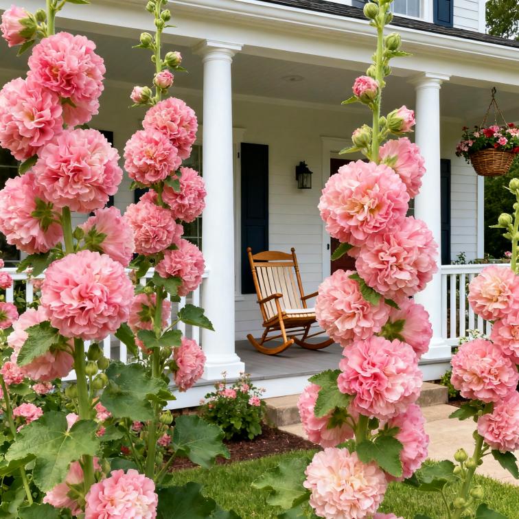 Double Hollyhock Seeds 'Radiant Rose' – Mixed Colors, Non-GMO Heirloom Variety Hardy Biennial for Vibrant, Tall Blooms | Ideal for Outdoor Gardens, Flower Pots & Decorative Planting