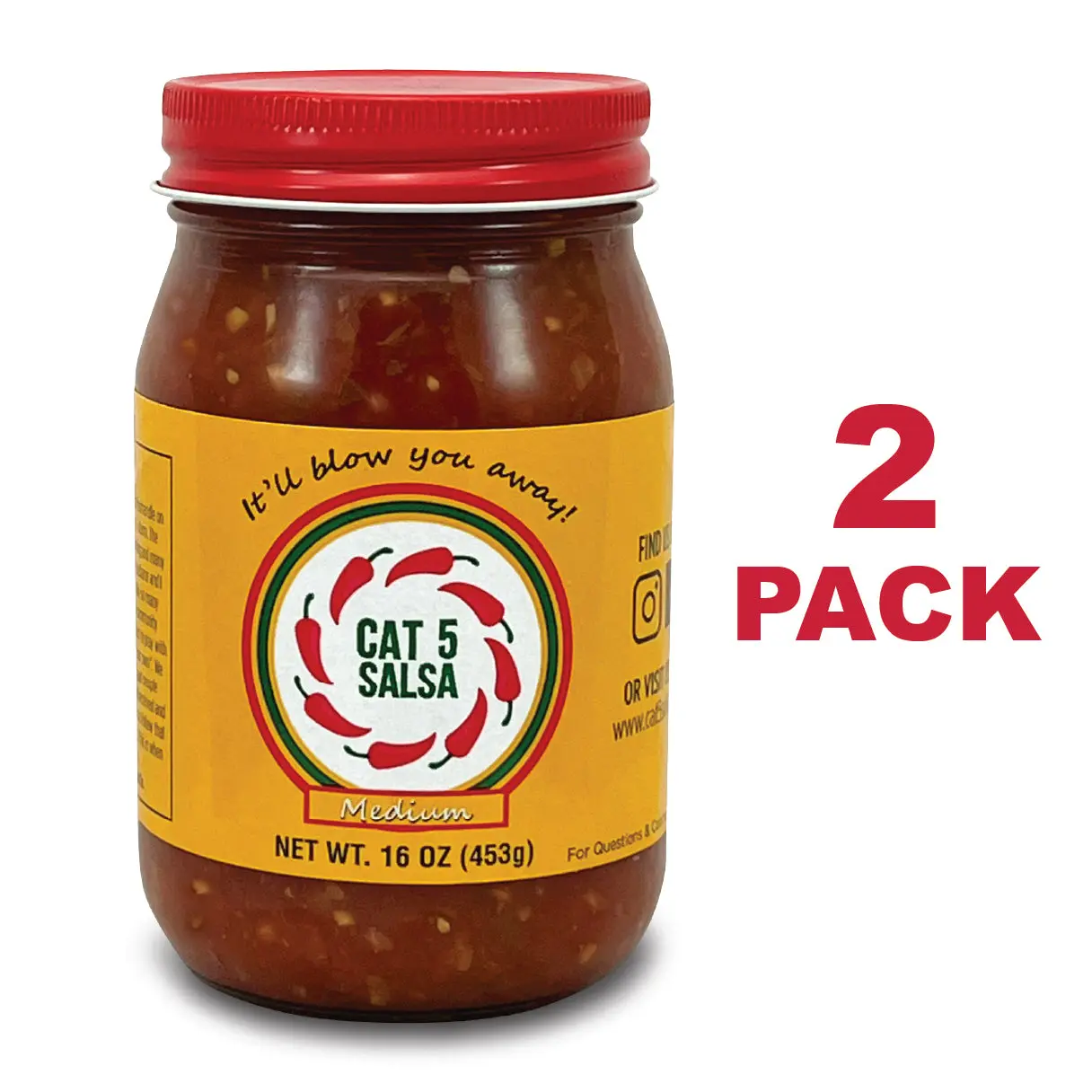 CAT 5 SALSA - MEDIUM - 2 PACK Flavor Dip Sauce